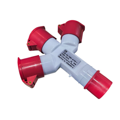 Red and white plastic fitting on a white background