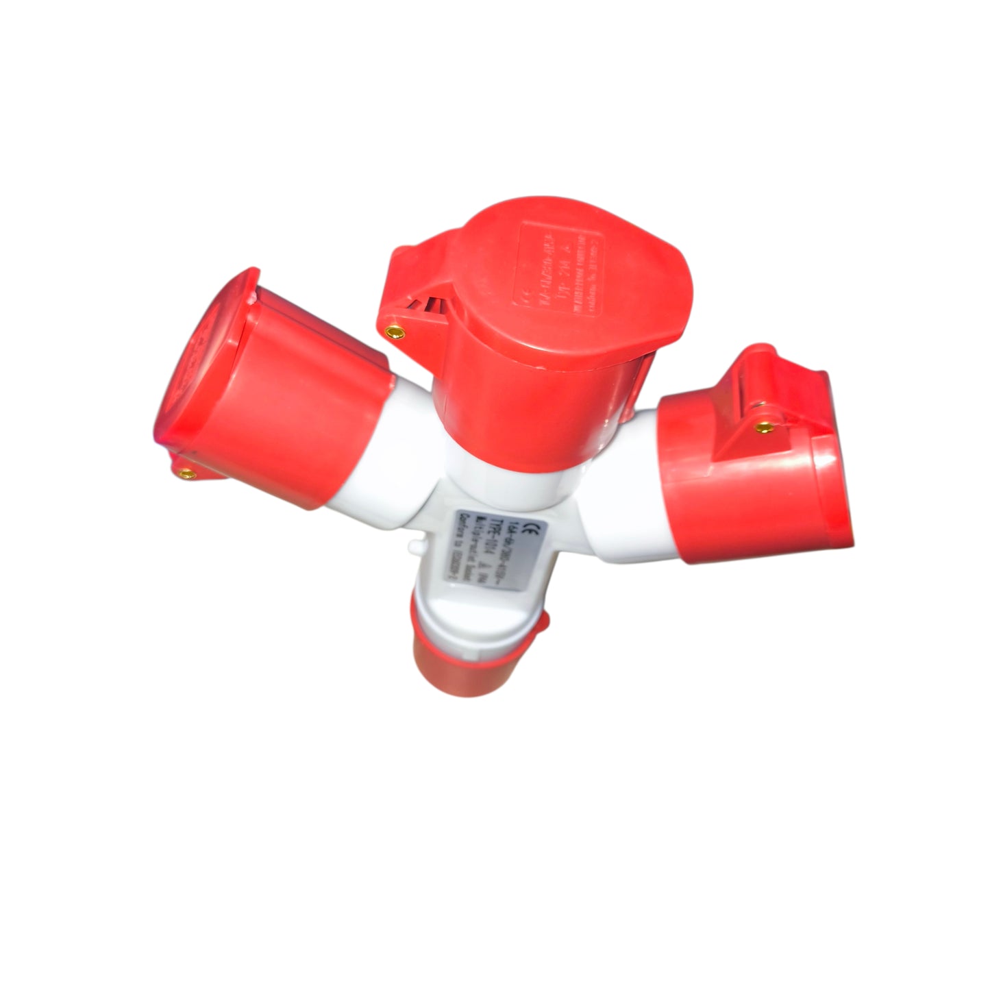 Red and white valve on a white background