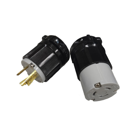 Grippes 20A Twist Lock Plug with Twist Lock Outlet Cord Connector Type 2P+E (3P) 250V (NEMA L6) BL620P with BL620C, Twistlock Plug and Outlet Cord Connector Type 20A 2P+E (3P) Electx Electrical Supply