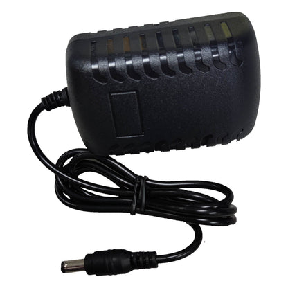 Black power adapter with cable on a white background