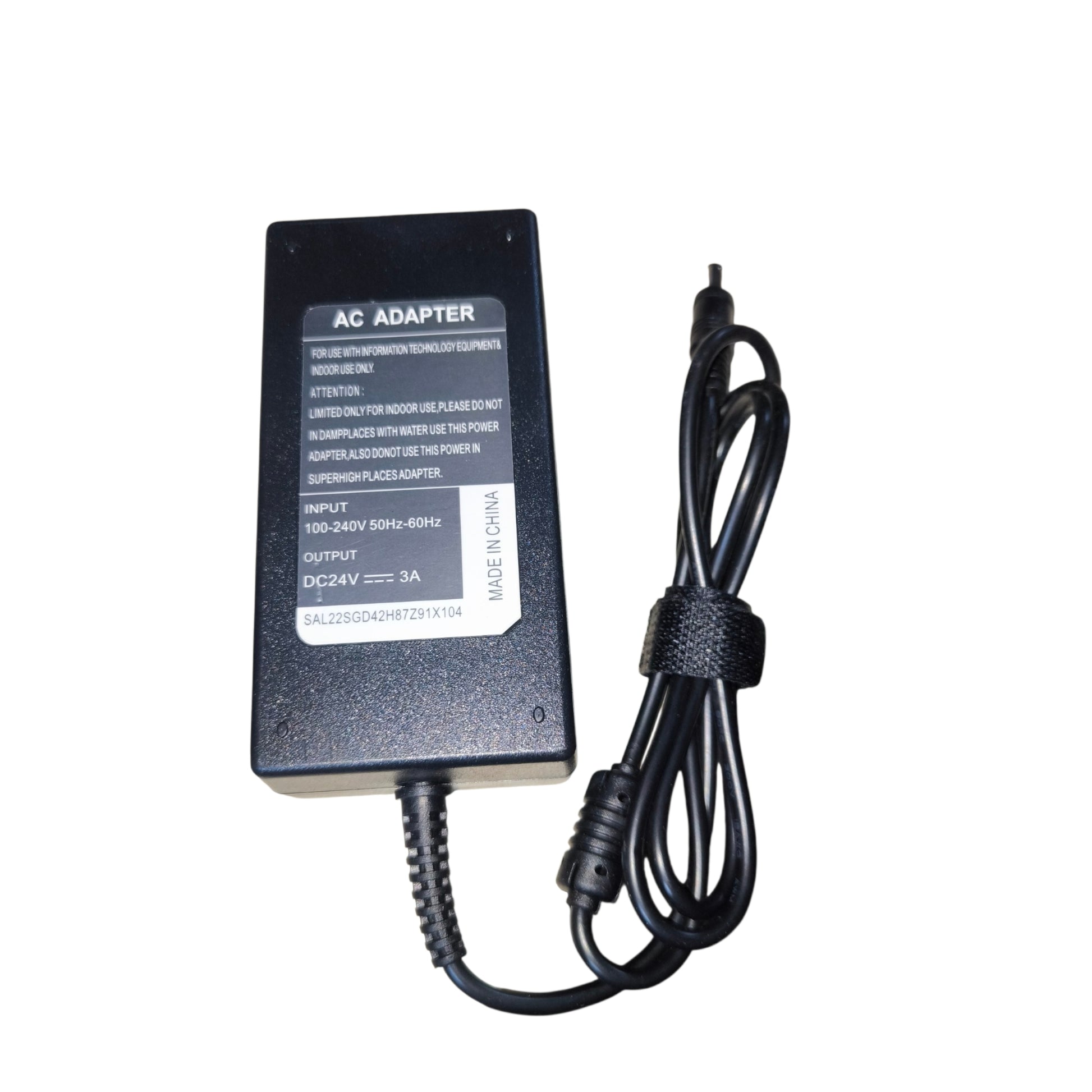 AC adapter with power cord on a white background