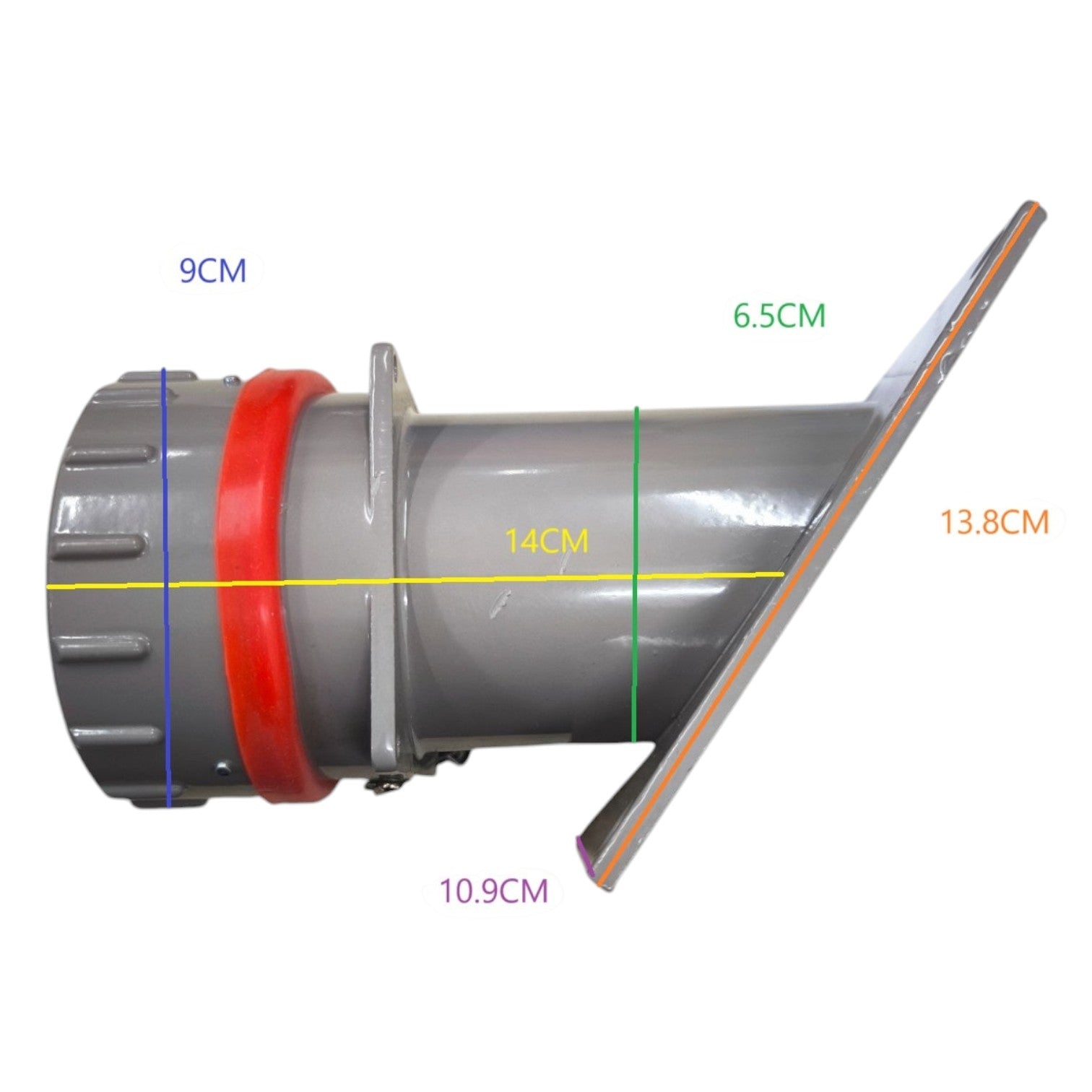 Measurement chart of a cylindrical metal component with dimensions labeled.