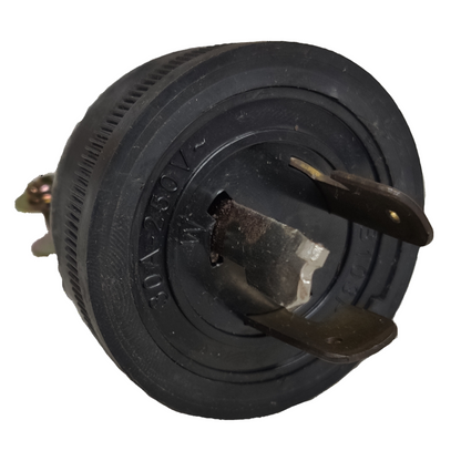 Grippes 30A twist lock plug 250V black industrial power connector with three brass prongs Grippes 30A 250V Twist Lock Plug 2P+E (3P) (ML-3) XB103P Twistlock Plug Twist to Lock Electx Electrical Supply 