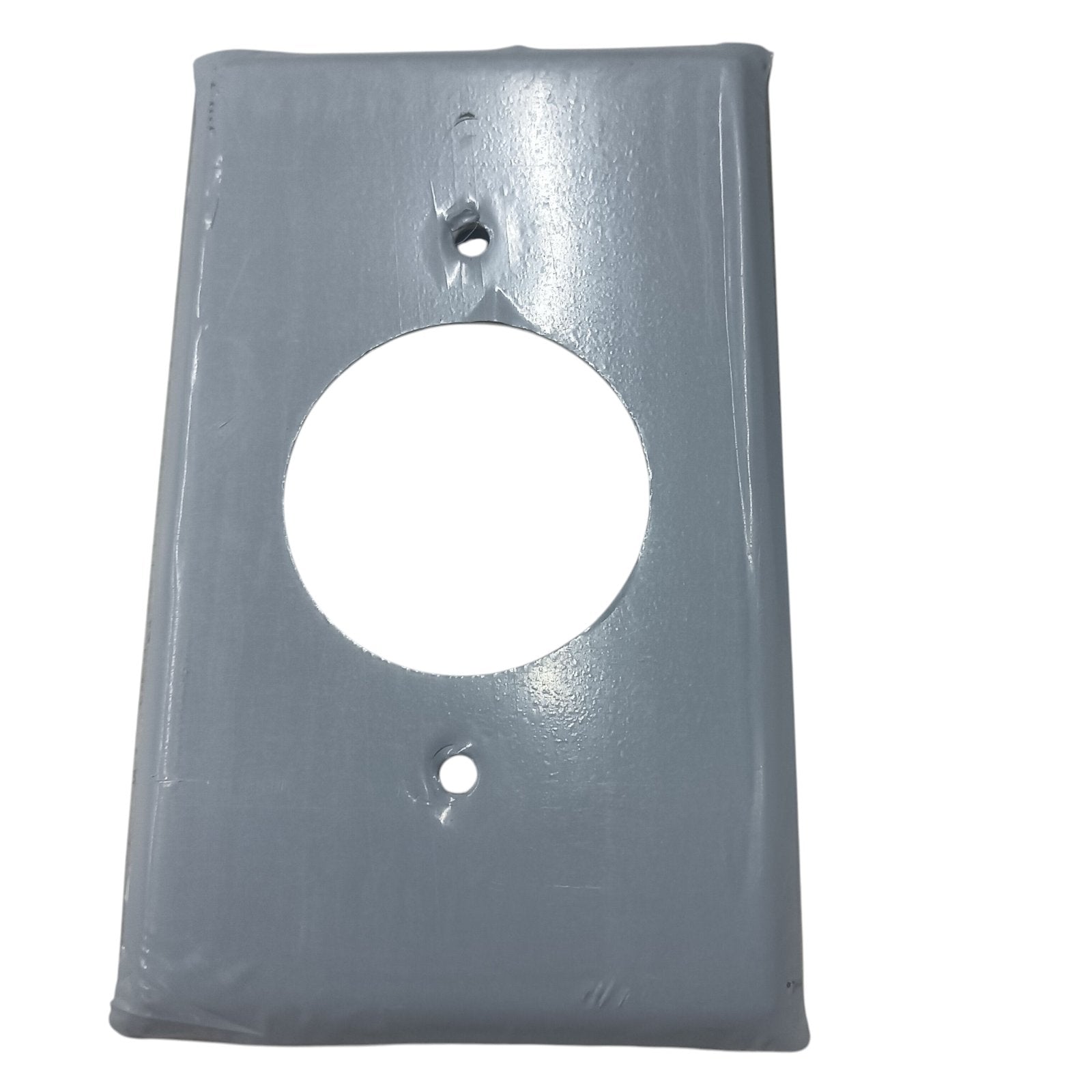 Gray wall plate with a round hole on a white background Grippes 30A Twist Lock Outlet with Stainless Plate 2P+E (3P) 250V(NEMA L6) WJ6331B and 9221, Twistlock Electx Electrical Supply