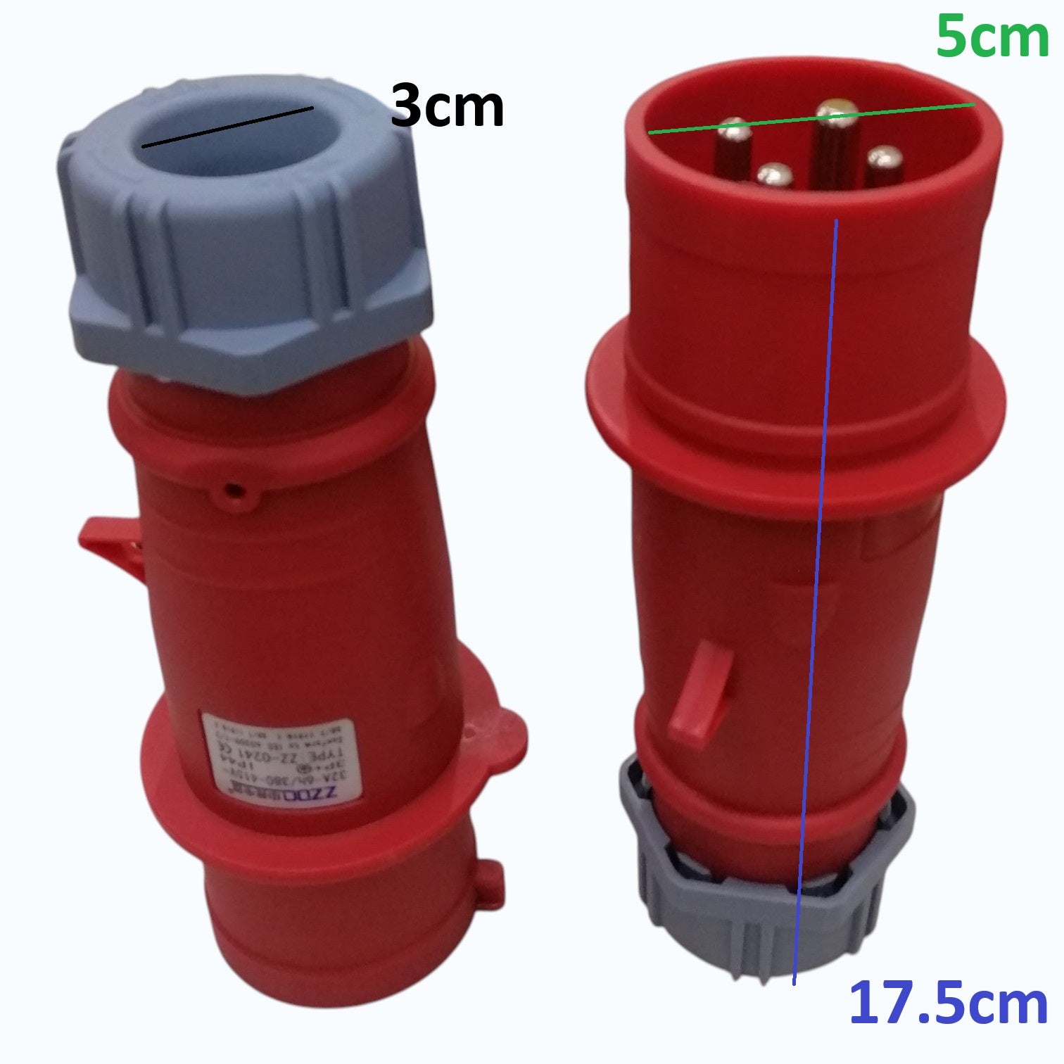 Grippes 32A 3P+E 250V-415V Industrial Plug IP44 Weatherproof