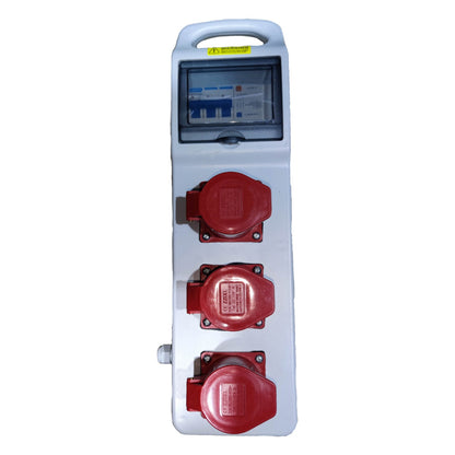 Electrical panel with red switches on a white background