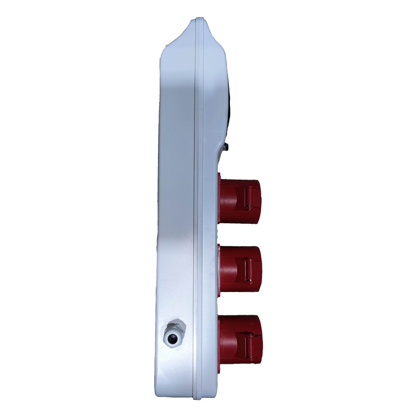 Control panel with three red buttons on a white background