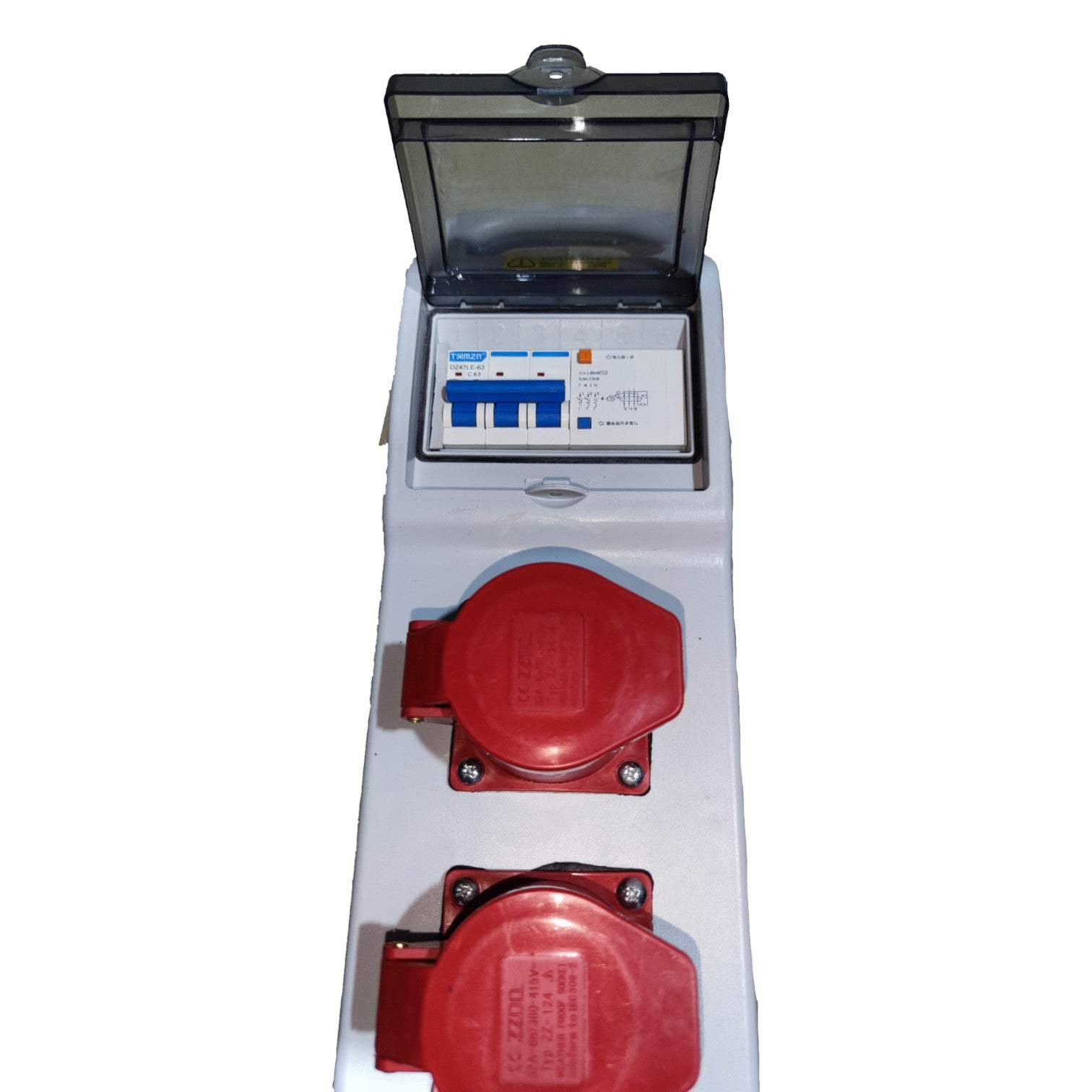 Grippes 32A 3P+E Industrial Outlet 3 Gang 380V-415VAC with Circuit Breaker IEC309-2 #3X32A-023 Electx Electrical Supply