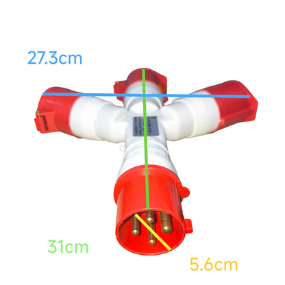 Red and white underwater drone or ROV with measurement markings on a white background