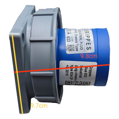 Grippes 63A 2P+E Industrial Plug Chassis Type 6h 380 -415VAC IEC60309-2 #633 Electx Electrical Supply