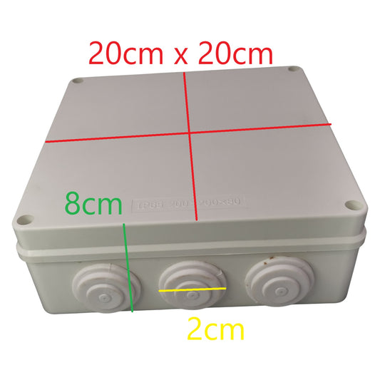 Gray rectangular box with measurements marked on a white background