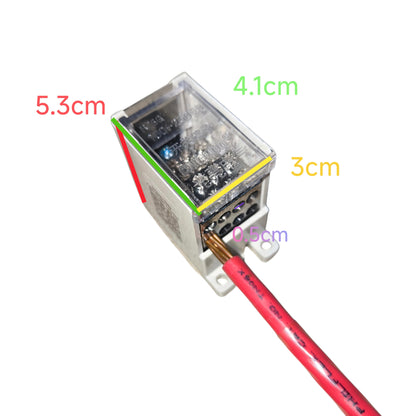 Rectangular electronic component with dimensions labeled on a white background