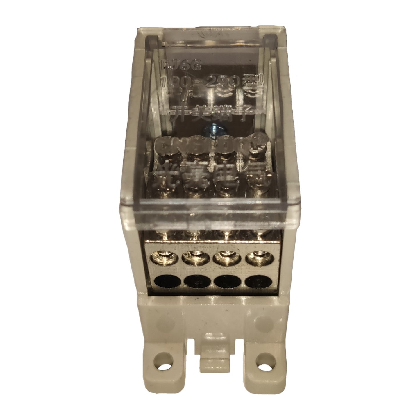 Electrical junction box with connectors on a white background