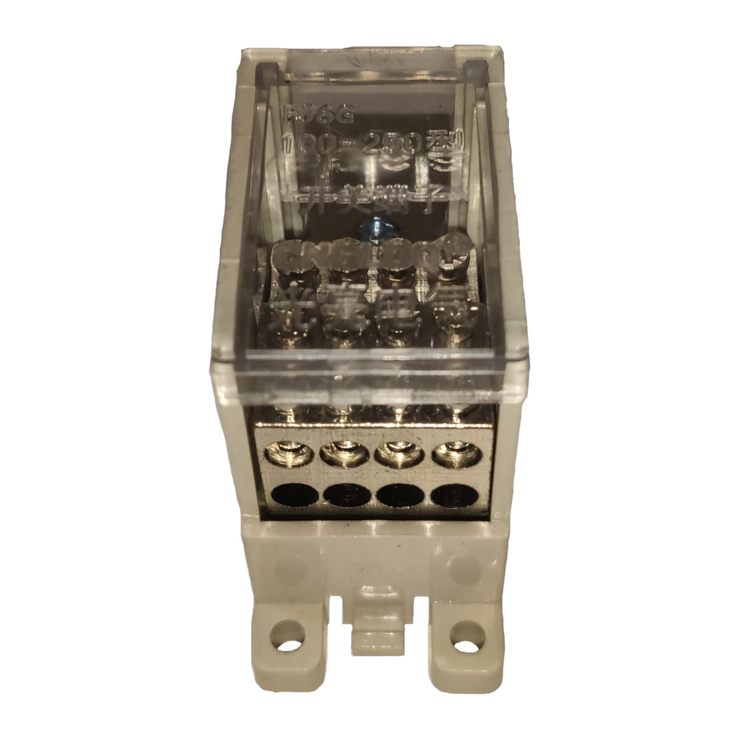 Electrical junction box with connectors on a white background