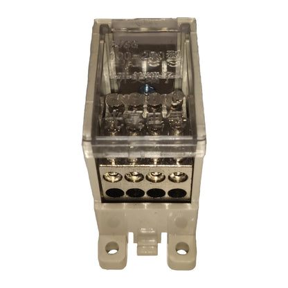 Electrical junction box with connectors on a white background