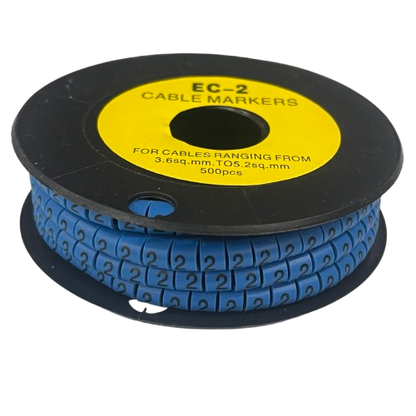 Grippes (2) Cable Marker 3.6mm to 5.2mm Color Blue 1roll 500pcs EC-2B