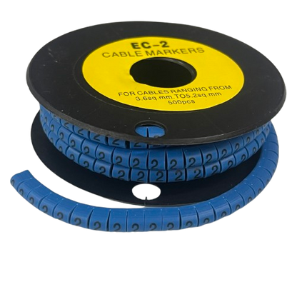Grippes (2) Cable Marker 3.6mm to 5.2mm Color Blue 1roll 500pcs EC-2B