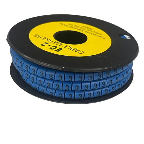 Grippes (3) Cable Marker 3.6mm to 5.2mm Color Blue 1roll 500pcs EC-2B