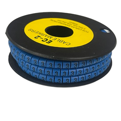 Grippes (3) Cable Marker 3.6mm to 5.2mm Color Blue 1roll 500pcs EC-2B