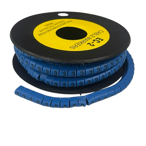 Grippes (3) Cable Marker 3.6mm to 5.2mm Color Blue 1roll 500pcs EC-2B