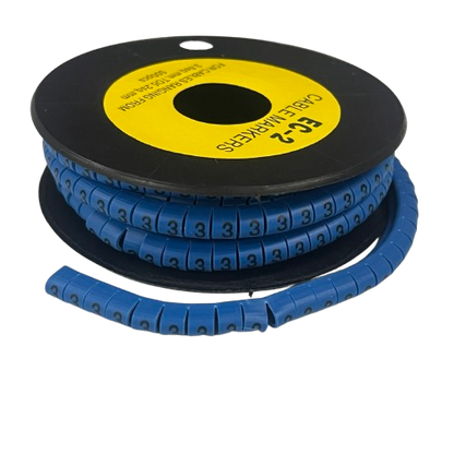 Grippes (3) Cable Marker 3.6mm to 5.2mm Color Blue 1roll 500pcs EC-2B