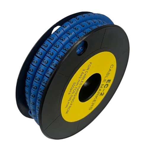 Grippes (3) Cable Marker 3.6mm to 5.2mm Color Blue 1roll 500pcs EC-2B