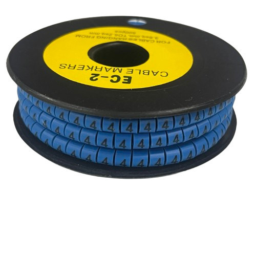 Grippes (4) Cable Marker 3.6mm to 5.2mm Color Blue 1roll 500pcs EC-2B