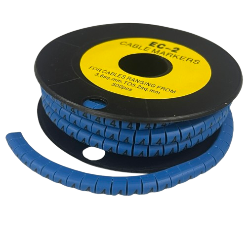 Grippes (4) Cable Marker 3.6mm to 5.2mm Color Blue 1roll 500pcs EC-2B
