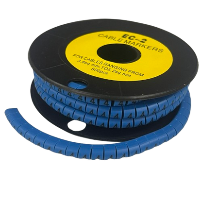 Grippes (4) Cable Marker 3.6mm to 5.2mm Color Blue 1roll 500pcs EC-2B
