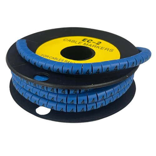 Grippes (4) Cable Marker 3.6mm to 5.2mm Color Blue 1roll 500pcs EC-2B