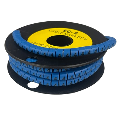 Grippes (4) Cable Marker 3.6mm to 5.2mm Color Blue 1roll 500pcs EC-2B