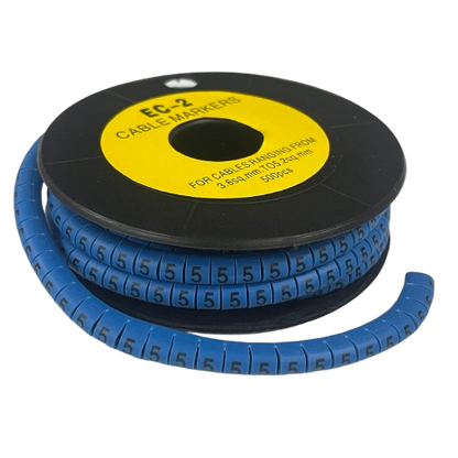Grippes (5) Cable Marker 3.6mm to 5.2mm Color Blue 1roll 500pcs EC-2B