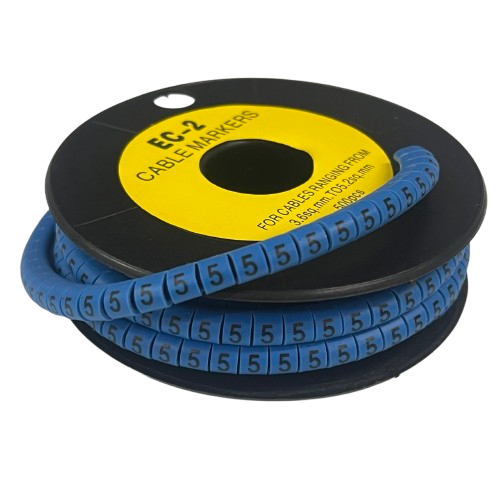 Grippes (5) Cable Marker 3.6mm to 5.2mm Color Blue 1roll 500pcs EC-2B