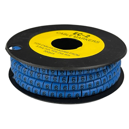 Grippes (6) Cable Marker 3.6mm to 5.2mm Color Blue 1roll 500pcs EC-2B
