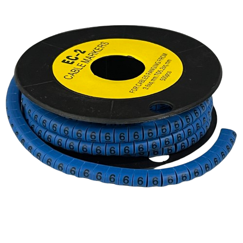 Grippes (6) Cable Marker 3.6mm to 5.2mm Color Blue 1roll 500pcs EC-2B