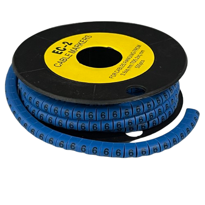 Grippes (6) Cable Marker 3.6mm to 5.2mm Color Blue 1roll 500pcs EC-2B