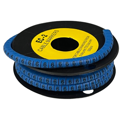 Grippes (6) Cable Marker 3.6mm to 5.2mm Color Blue 1roll 500pcs EC-2B