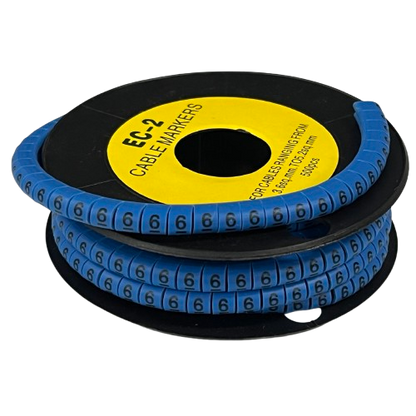 Grippes (6) Cable Marker 3.6mm to 5.2mm Color Blue 1roll 500pcs EC-2B