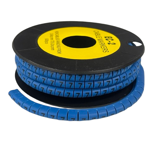 Grippes (7) Cable Marker 3.6mm to 5.2mm Color Blue 1roll 500pcs EC-2B