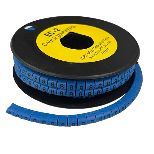 Grippes (8) Cable Marker 3.6mm to 5.2mm Color Blue 1roll 500pcs EC-2B