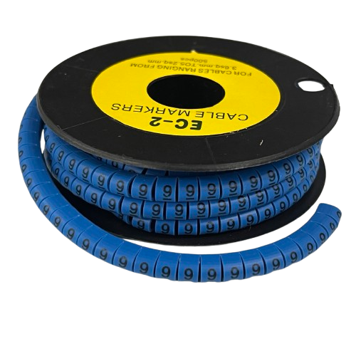 Grippes (9) Cable Marker 3.6mm to 5.2mm Color Blue 1roll 500pcs EC-2B