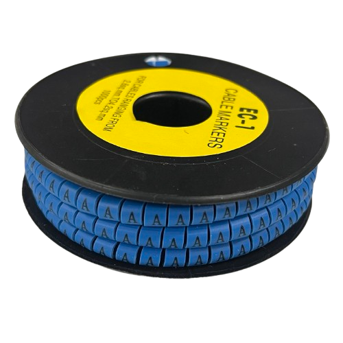 Grippes (A) Cable Marker 3.6mm to 5.2mm Color Blue 1roll 500pcs EC-2B