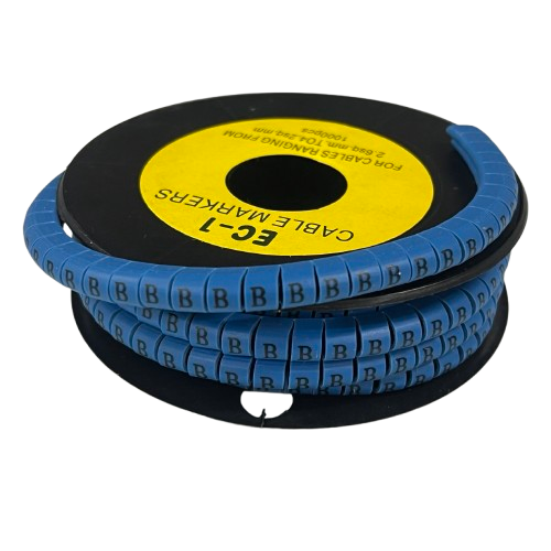 Grippes (B) Cable Marker 3.6mm to 5.2mm Color Blue 1roll 500pcs EC-2B