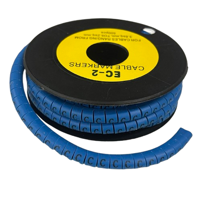 Grippes (C) Cable Marker 3.6mm to 5.2mm Color Blue 1roll 500pcs EC-2B