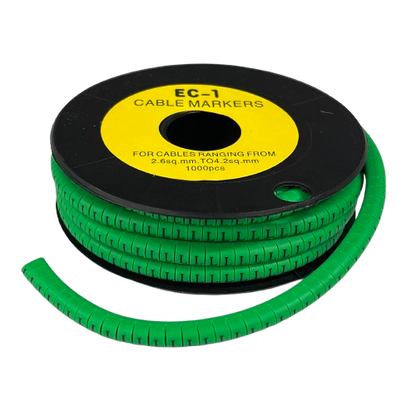 Cable (L) Marker EC-1 Green 2.6mm to 4.2mm 1000pcs 1 Roll   EC-1G(L)  Wire Tagging