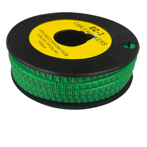 Cable (N) Marker EC-1 Green 2.6mm to 4.2mm 1000pcs 1 Roll  EC-1G(N)  Wire Tagging