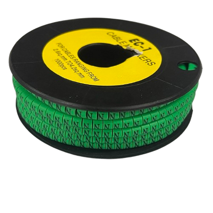 Cable (N) Marker EC-1 Green 2.6mm to 4.2mm 1000pcs 1 Roll  EC-1G(N)  Wire Tagging