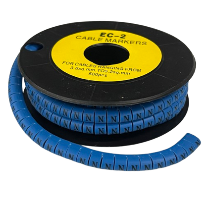 Grippes (N) Cable Marker 3.6mm to 5.2mm Color Blue 1roll 500pcs EC-2B
