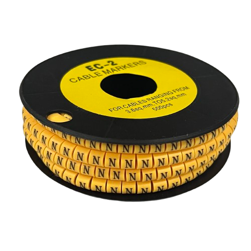 Grippes (N) Cable Marker 3.6mm to 5.2mm Color Yellow 1roll 500pcs) EC-2Y