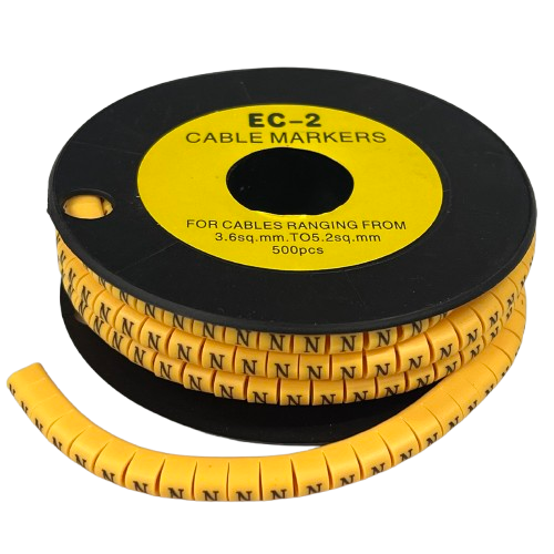 Grippes (N) Cable Marker 3.6mm to 5.2mm Color Yellow 1roll 500pcs) EC-2Y